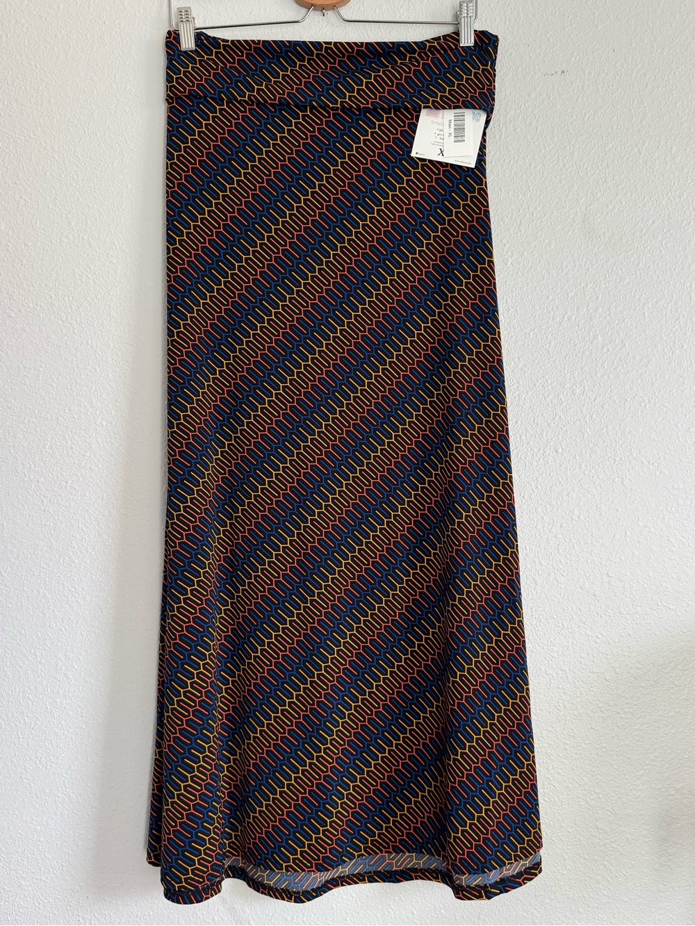 NWT XL Maxi skirt, black, blue, golden yellow, orange, flowy, vacation, summer